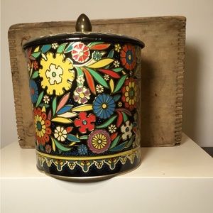 Vtg Daher Tin Metal Retro Mod Floral Container Made in England Color Lid